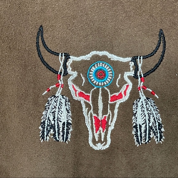 MILTON FUNWEAR Western Suede Vest Fringe Rodeo Longhorn embroidered Size Med - Picture 3 of 7